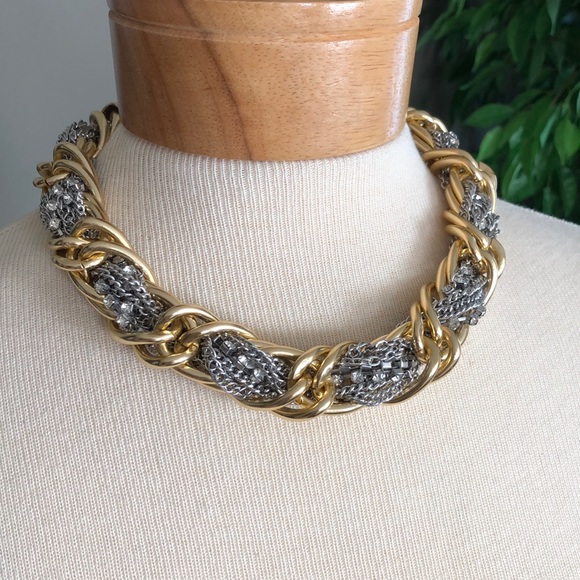 Banana Republic gold silver statement necklace